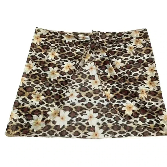Hawaiian Tropical Floral Yellow Brown Swimming Cover Up One Size #1010 - Picture 1 of 7